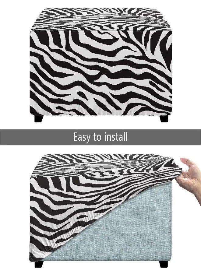 غطاء عثماني مطاطي بنقشة جلد الحمار الوحشي من تالايتوس، أغطية عثمانية قابلة للتمدد، غطاء مسند قدم مستطيل، غطاء مسند قدم مطبوع، أغطية مسند قدم عثماني، غطاء مسند قدم مستطيل للتخزين، صغير - Image 4